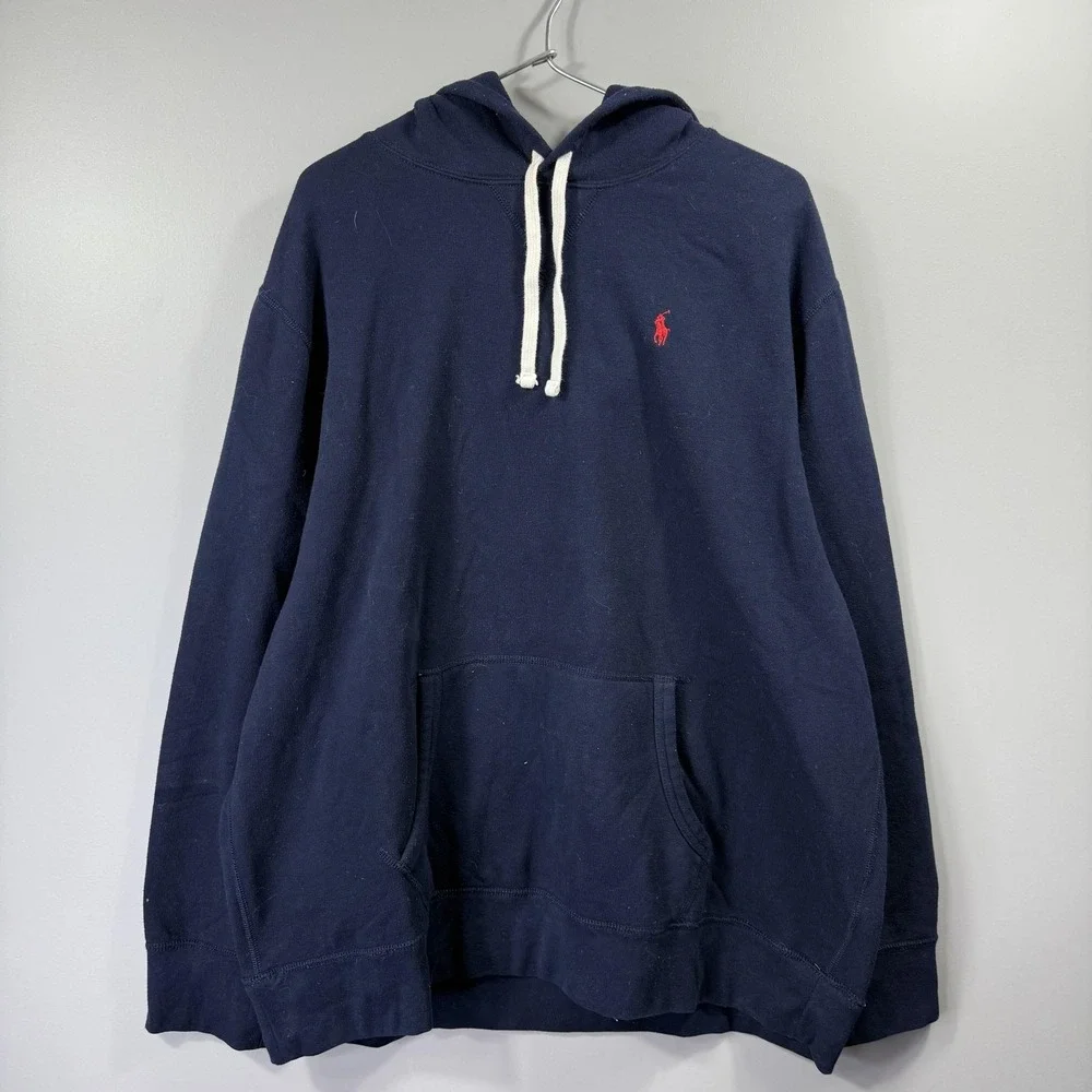 Polo Ralph Lauren Hoodie Mens 2XL Blue Pullover Sweatshirt Pony Logo Casual